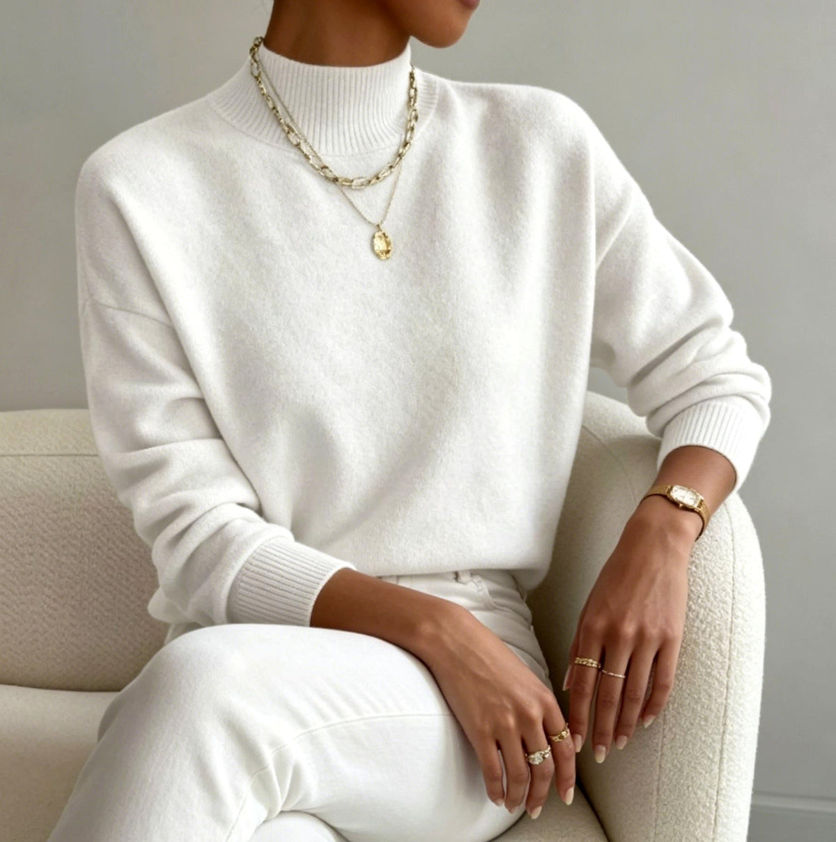 Women's Mock Neck Relaxed Knit Sweater