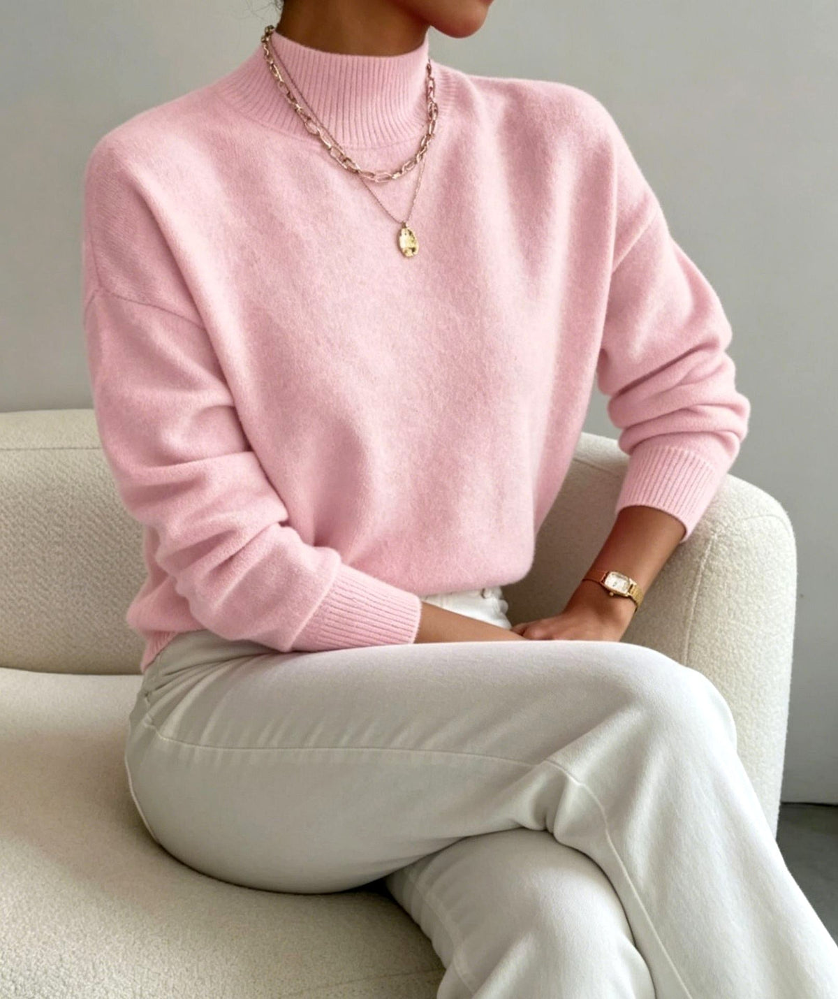 Women's Mock Neck Relaxed Knit Sweater