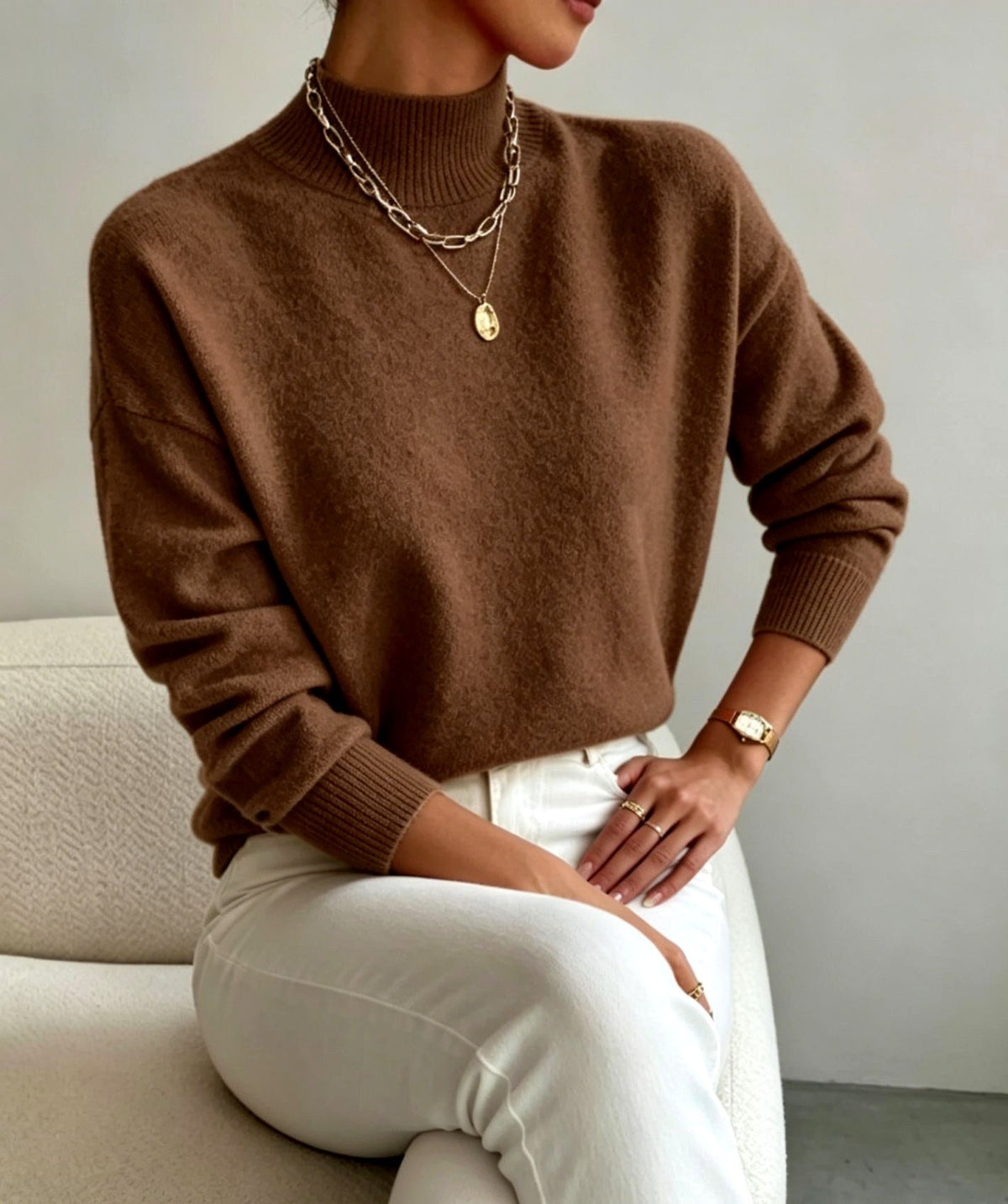 Women's Mock Neck Relaxed Knit Sweater