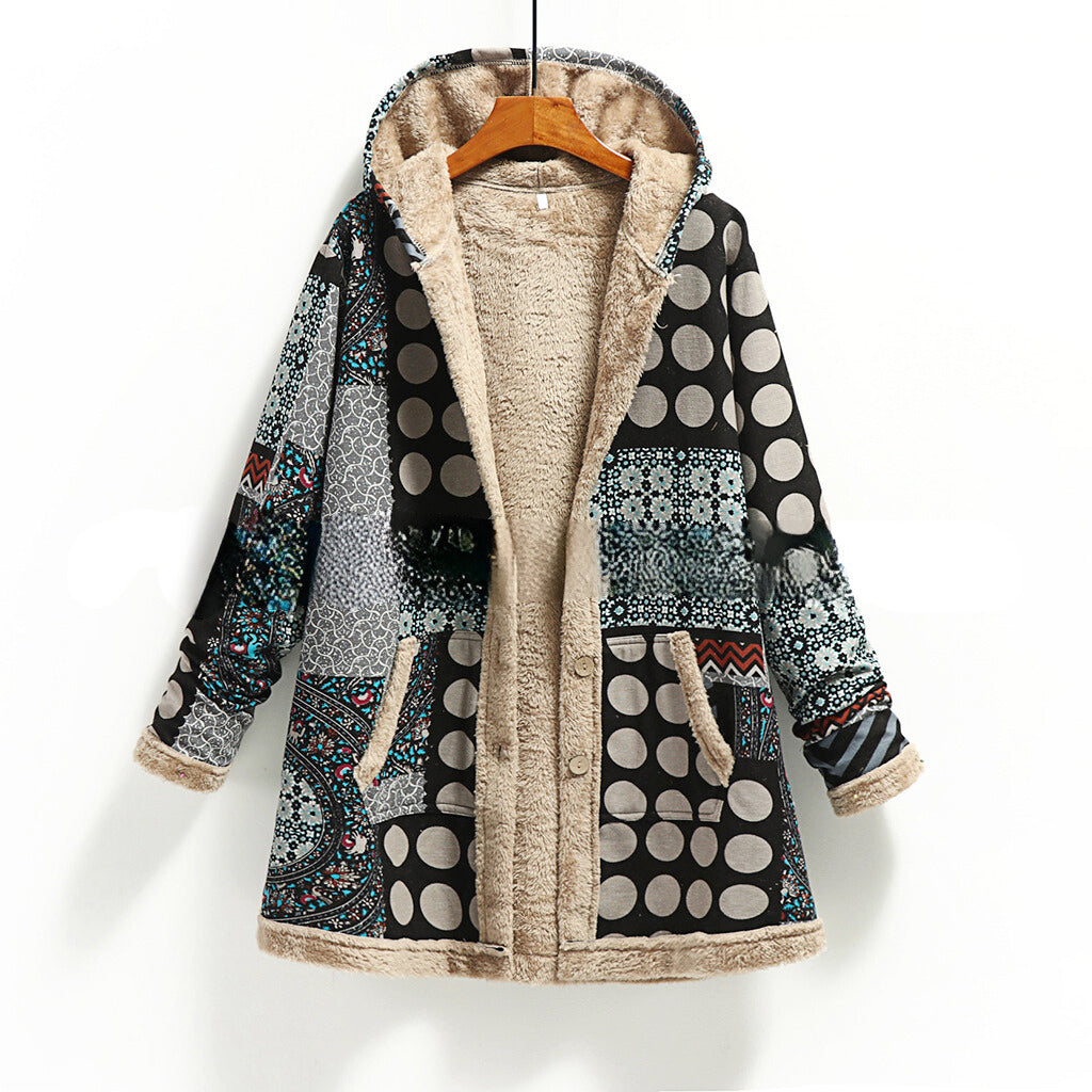 Women's Patchwork Sherpa Hooded Jacket