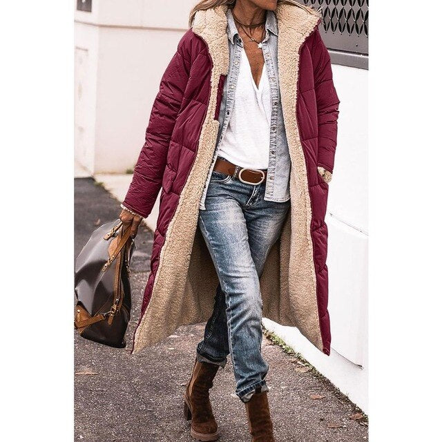 Women's Reversible Long Quilted Puffer Jacket