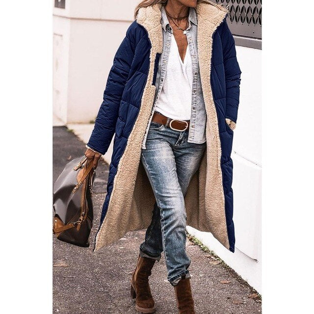 Women's Reversible Long Quilted Puffer Jacket