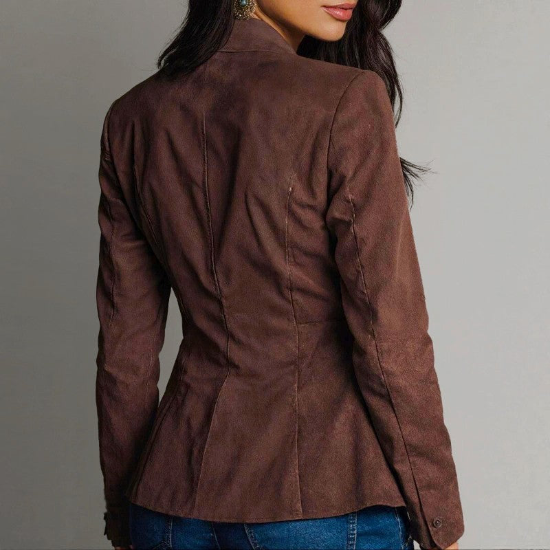 Women's Vintage Fitted Faux Suede Blazer