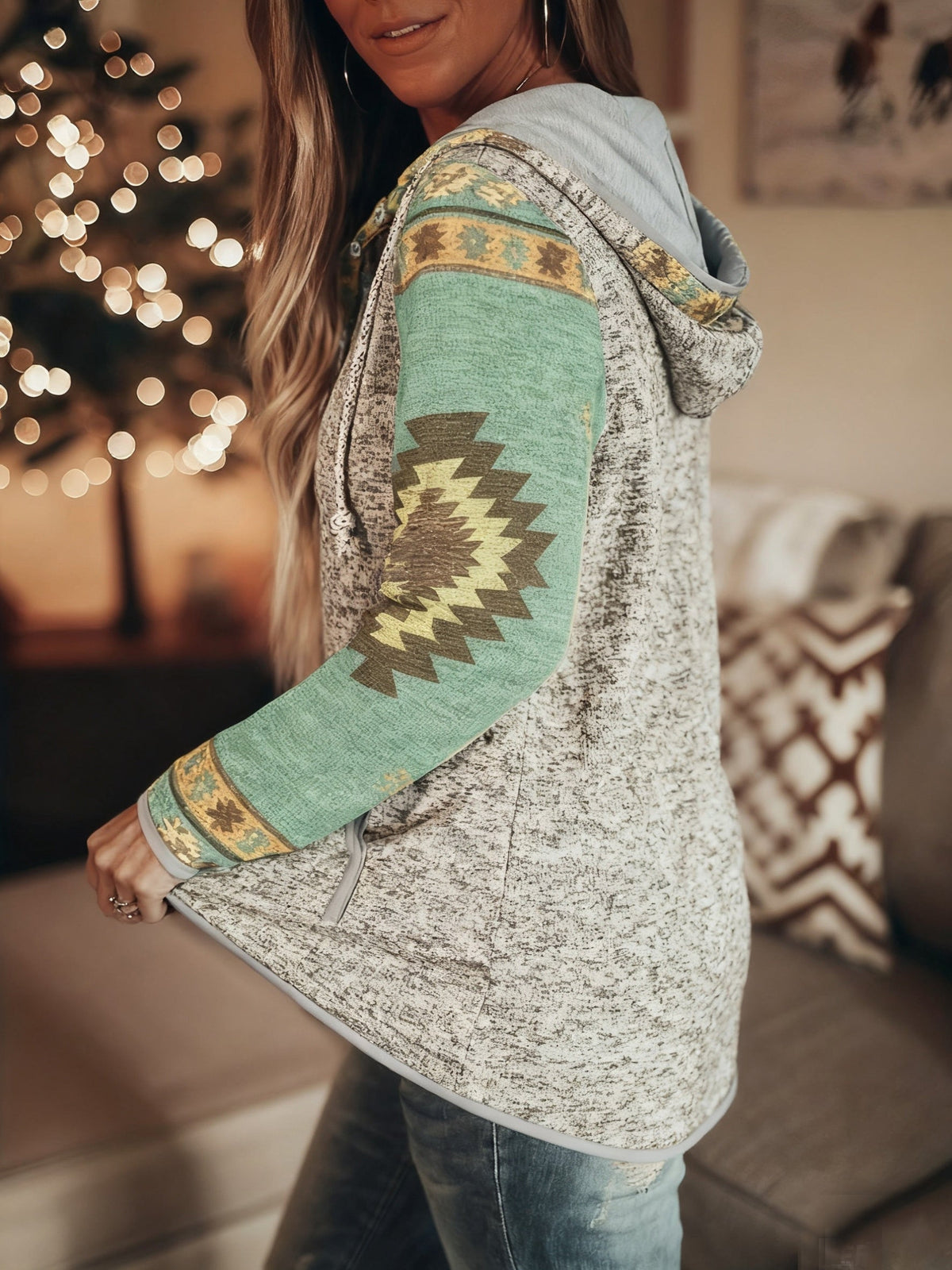 Women's Western-Inspired Snap-Button Hoodie