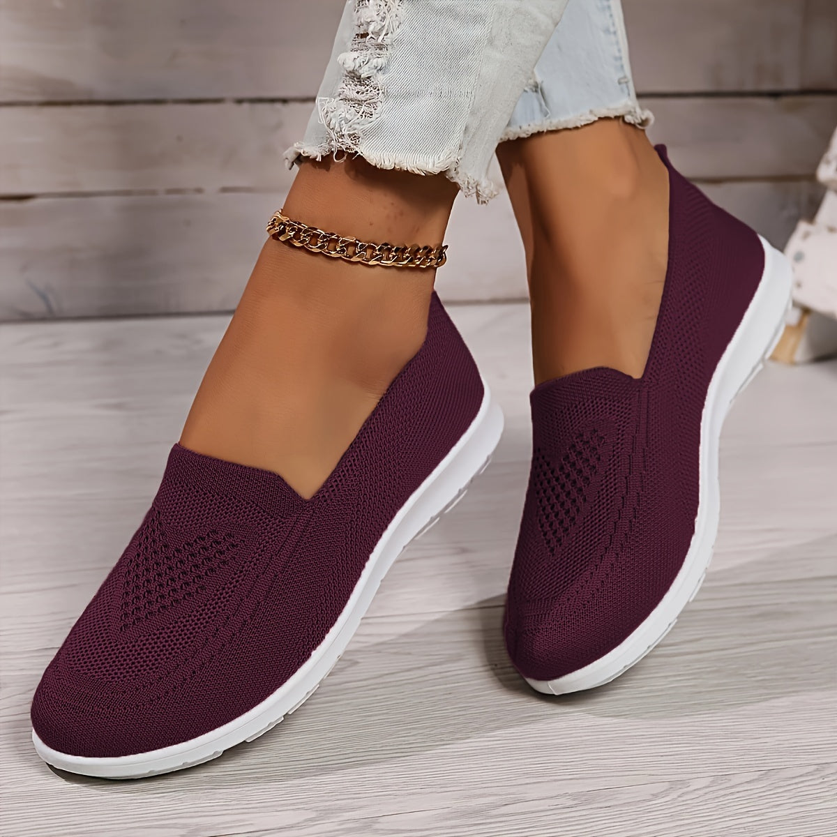 Anya Breathable Knit Slip-On Walking Shoes