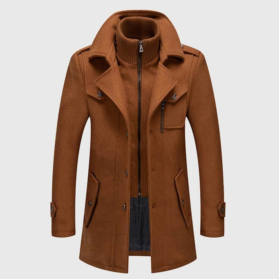 Men's Wool Blend Coat, Stand-Up Collar
