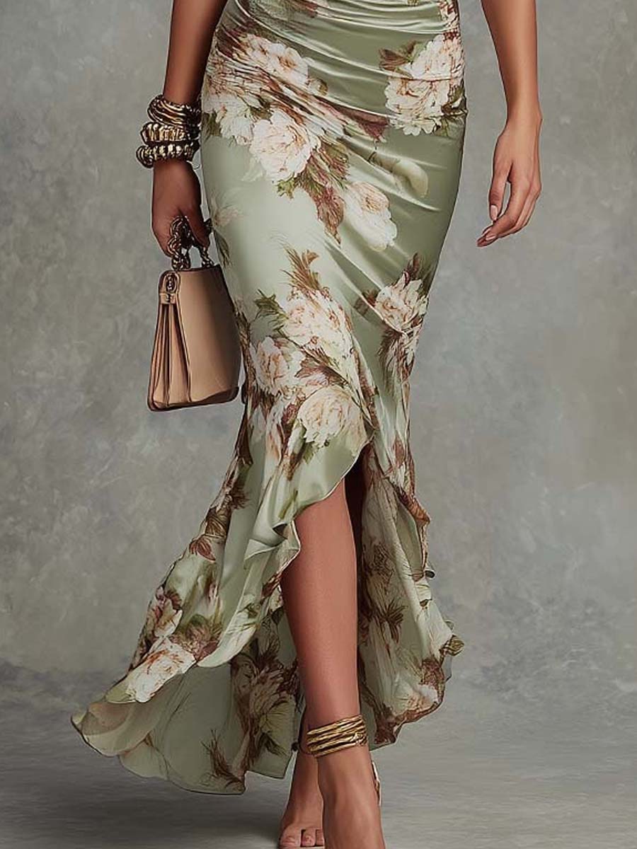 Anastasia | Long Satin Floral Dress™