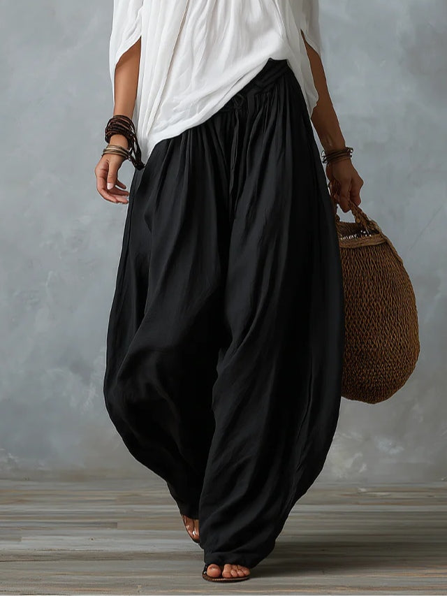 Off-Shoulder Top & Lantern Pants Set, Rayon Blend