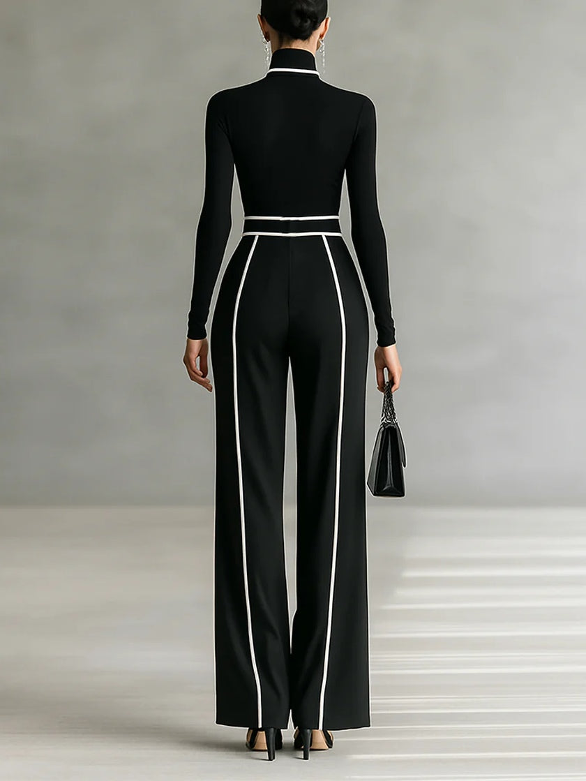 ELORA | HIGH-NECK TOP & WIDE-LEG PANTS SET