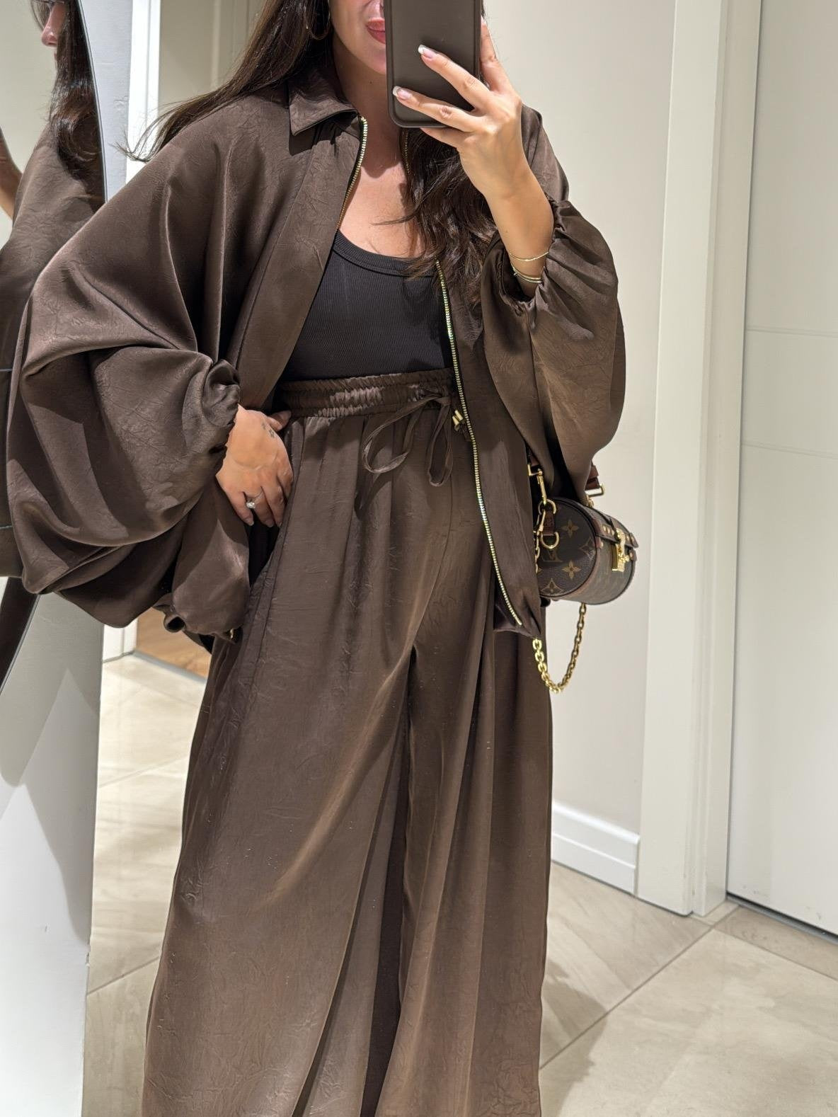 Women's Two Piece Set with a Jacket and Drawstring Waist Trousers | Relaxed Line for Travel Days | Size XS-2XL, 3 Colors