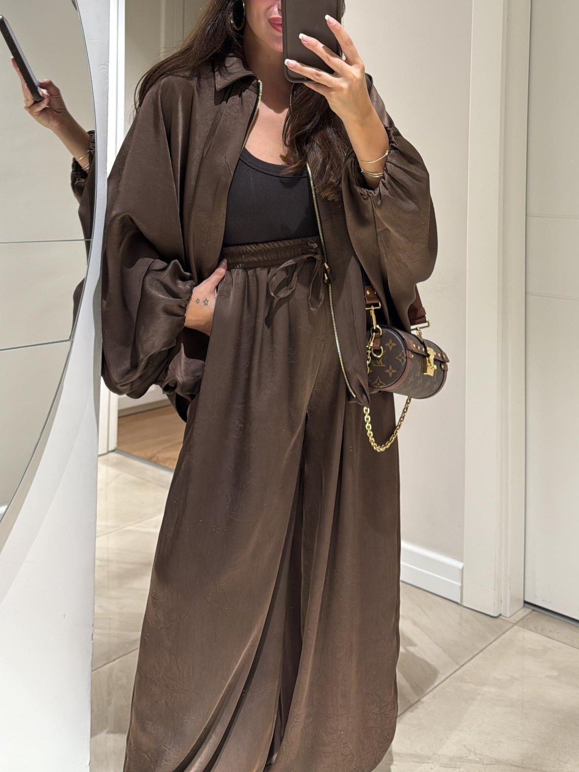 Women's Two Piece Set with a Jacket and Drawstring Waist Trousers | Relaxed Line for Travel Days | Size XS-2XL, 3 Colors