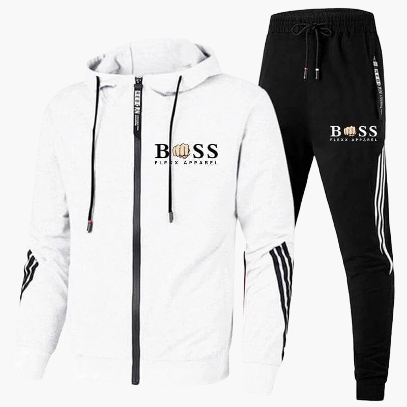 Men's Hooded Tracksuit Set, Zip Jacket, Tapered Trousers