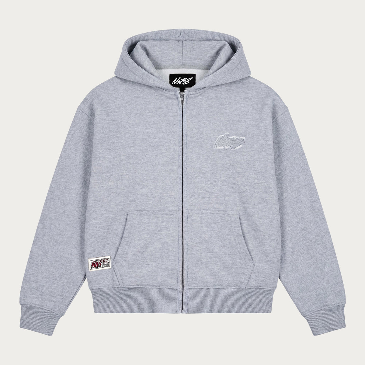 Men's Grey Zip Hoodie, Hooded, Long Sleeves, Front Pockets