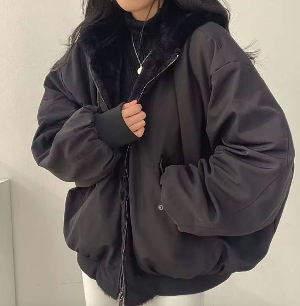 Women's Lined Winter Jacket, Zip Front, Long Sleeves, Bomber Fit