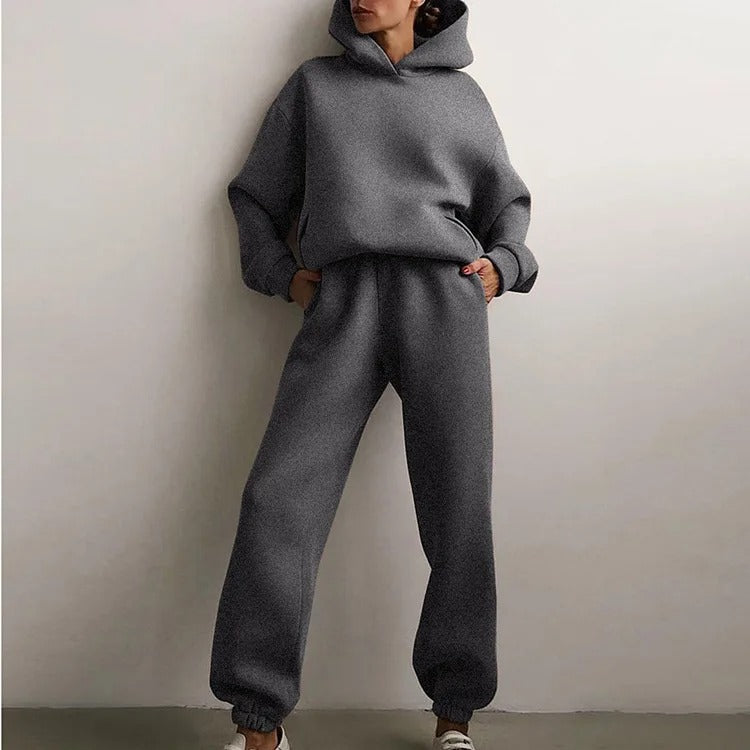 Women's Cropped Hoodie Jogger Set Two-Piece Lounge