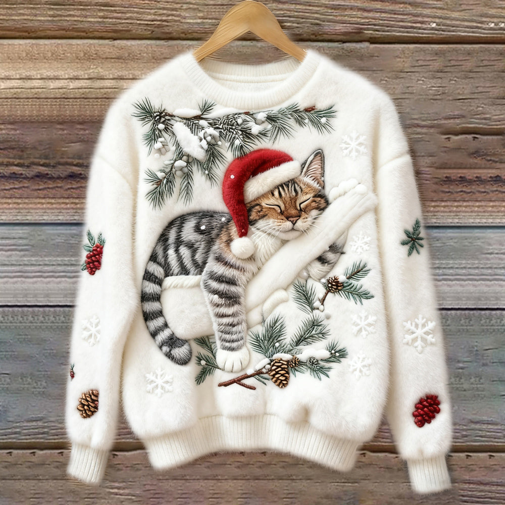 Women's Sweater with Crew Neck and Ribbed Cuffs | Print | For Winter | Size S-5XL
