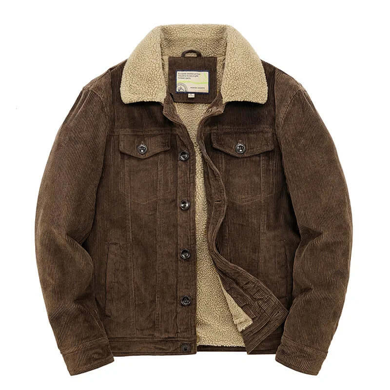 Ryan | Mens Corduroy Windbreaker Jacket, Relaxed Fit | Warm for Cold Days | Gray, Brown, Black and Khaki S-5XL