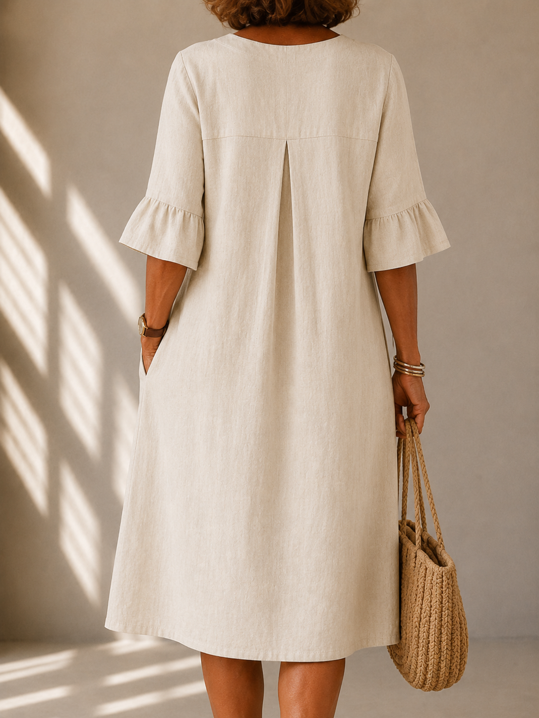Charlotte | Button-Front Midi Dress with Pleats