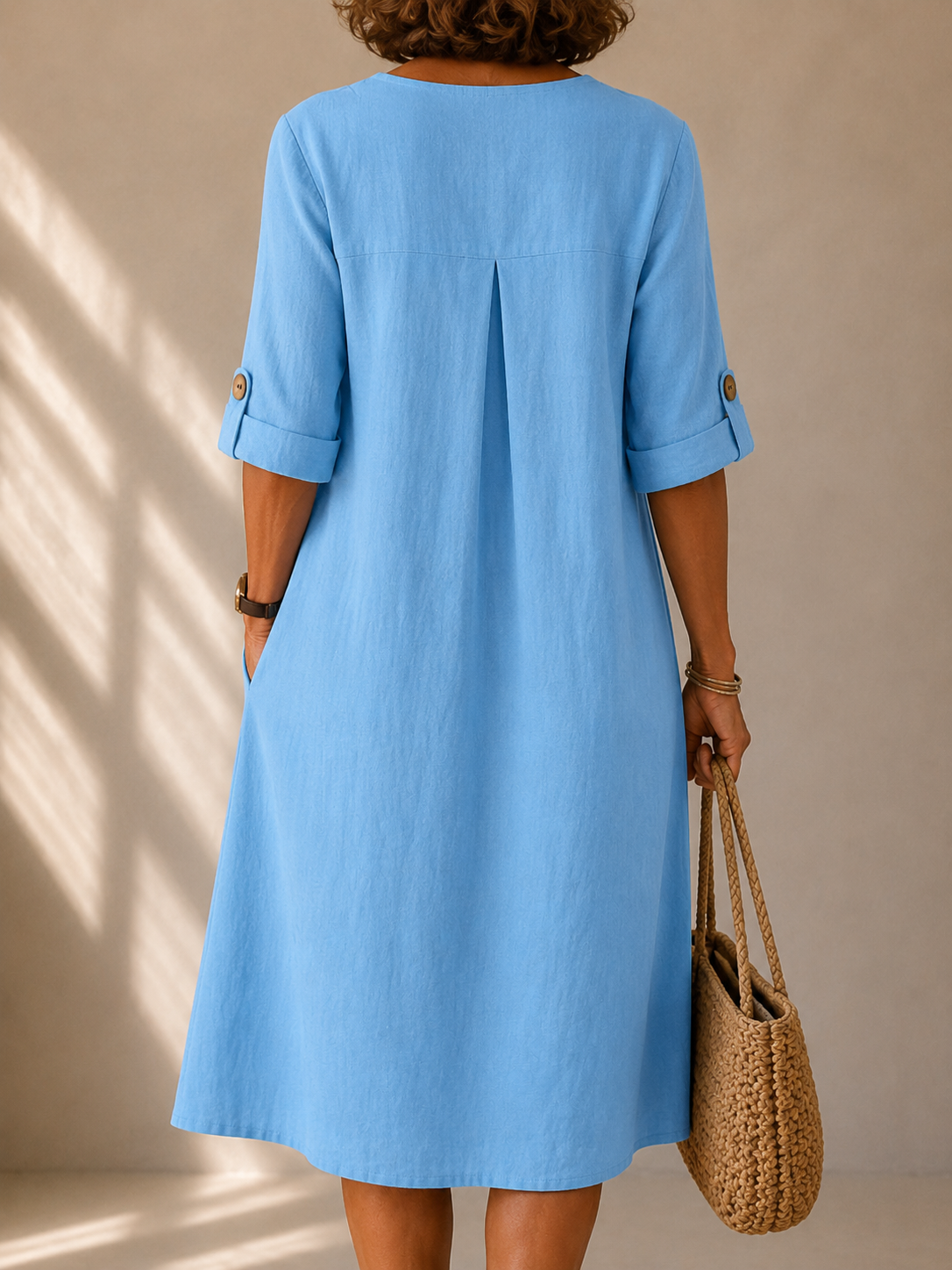Marie | Button-Up Midi Dress with Adjustable Sleeves