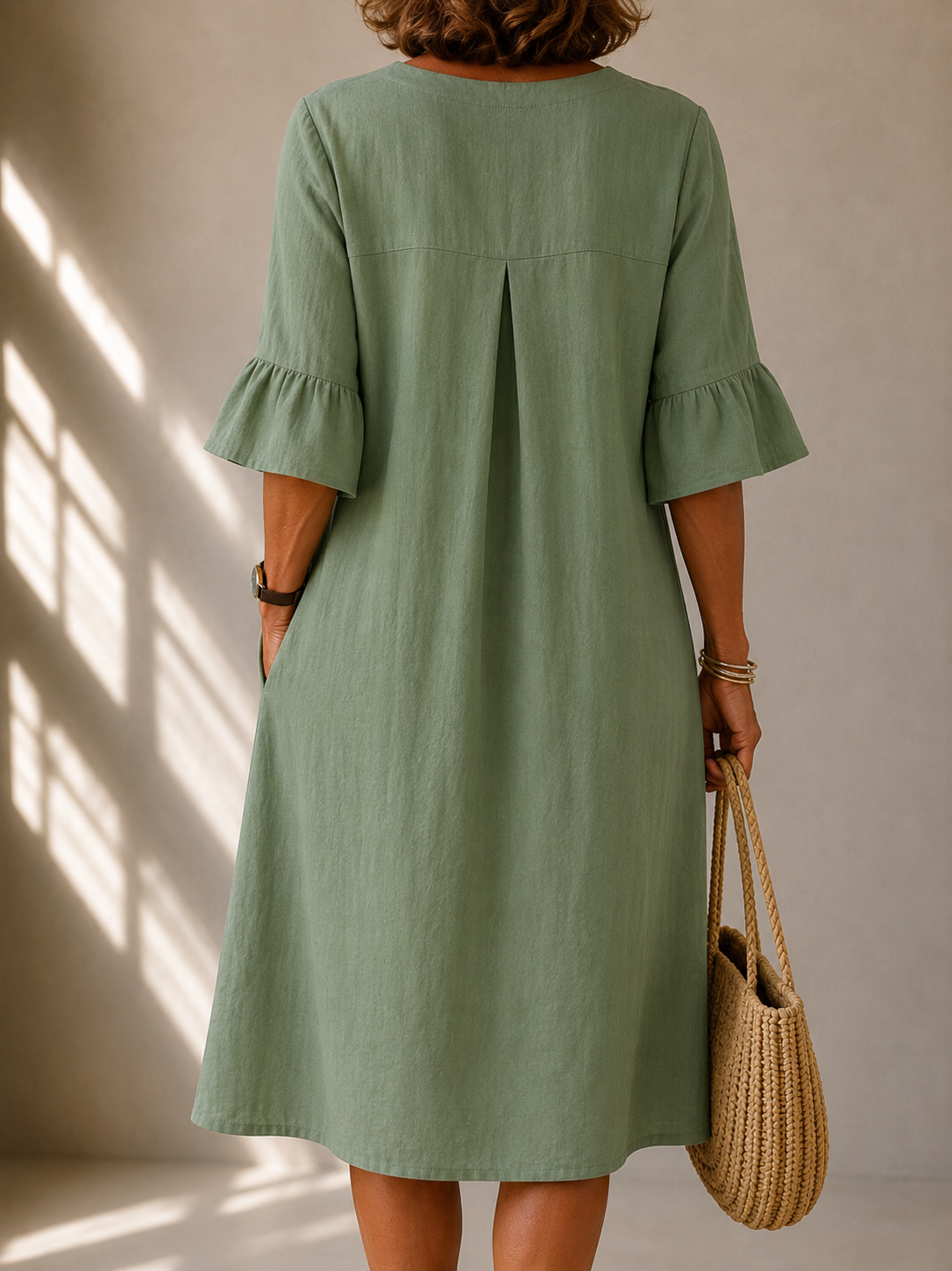 Véronique | Midi Dress with Buttons and Bell Sleeves