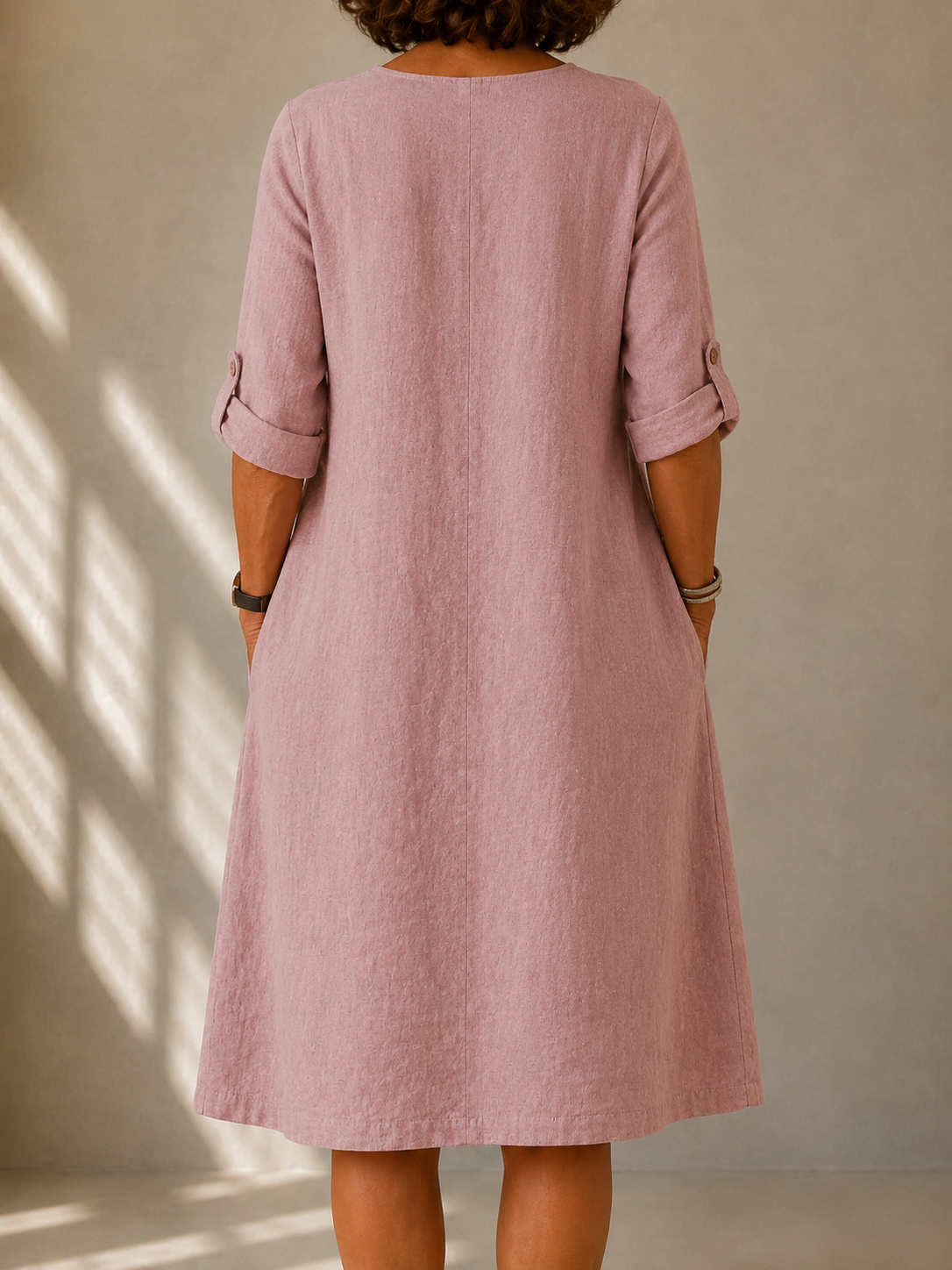Martine | Airy Midi Trapeze Dress in Pink