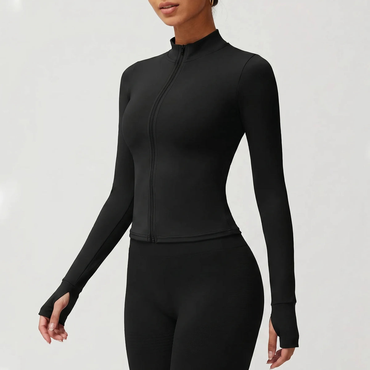 Abigail | Slim Fit Sport Coat with High Neckline and Thumbholes