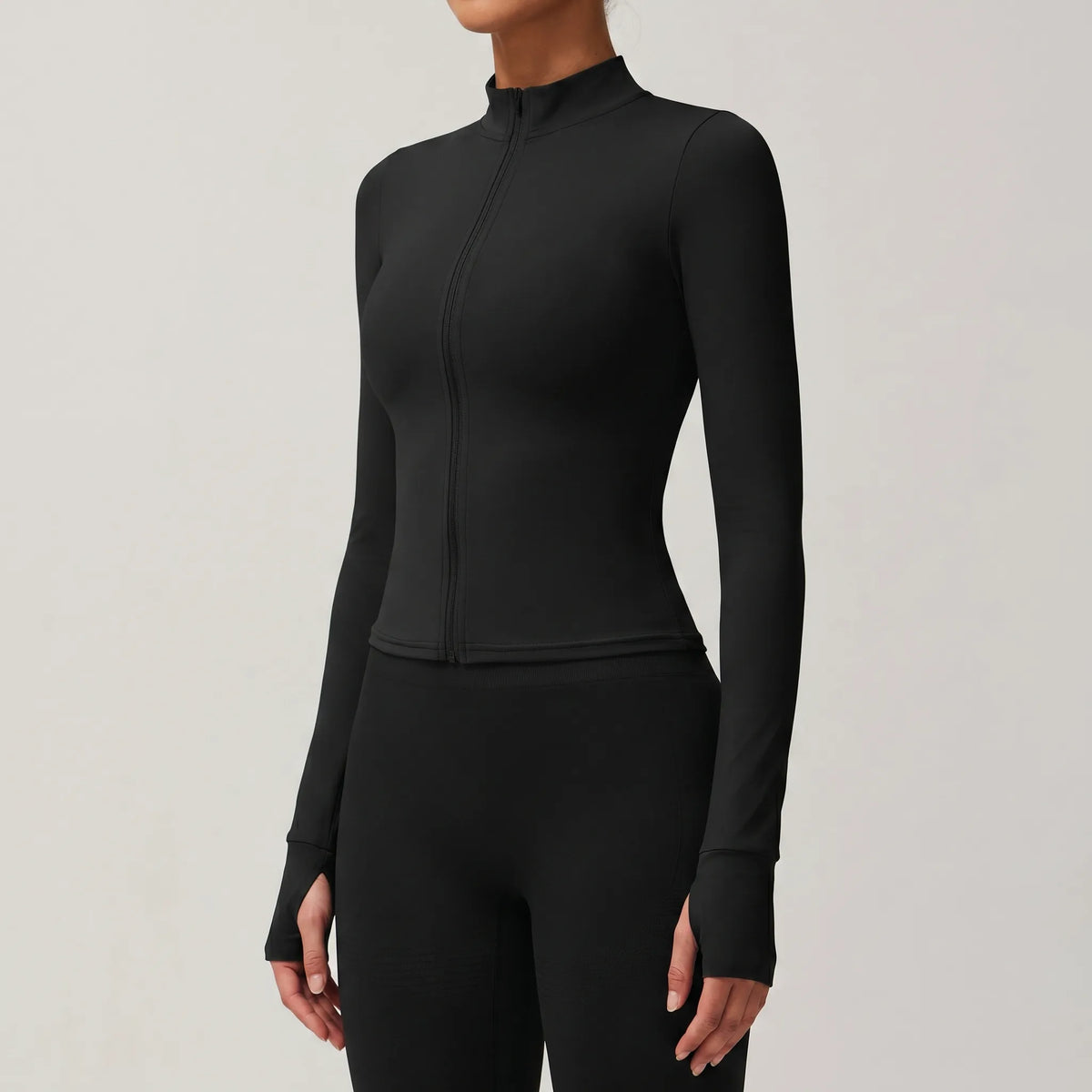 Abigail | Slim Fit Sport Coat with High Neckline and Thumbholes