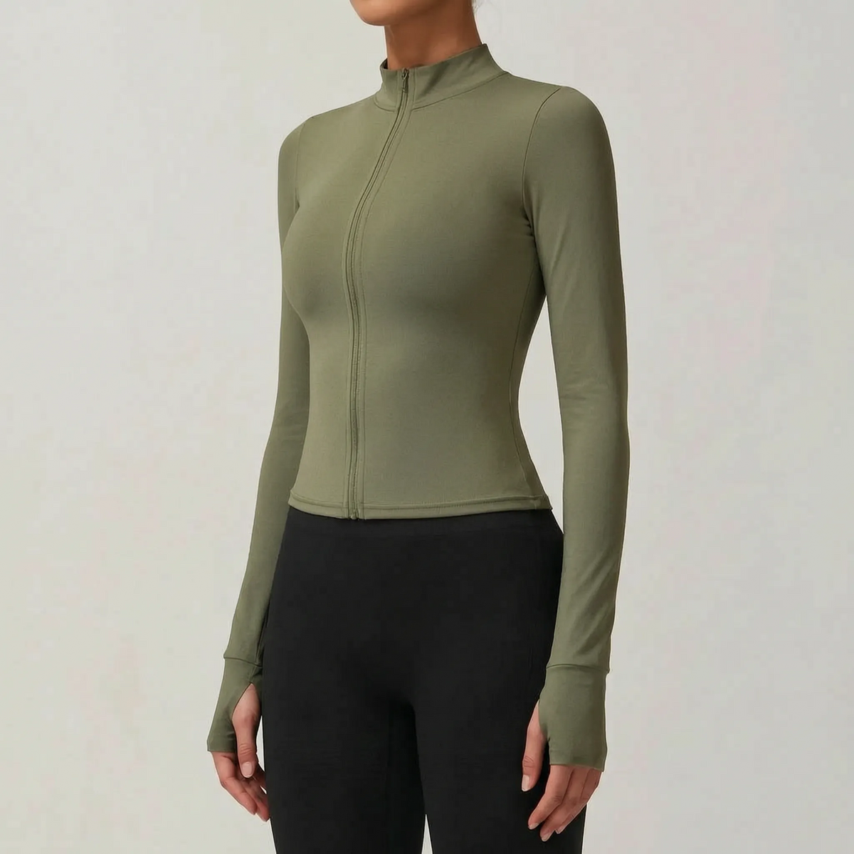 Abigail | Slim Fit Sport Coat with High Neckline and Thumbholes