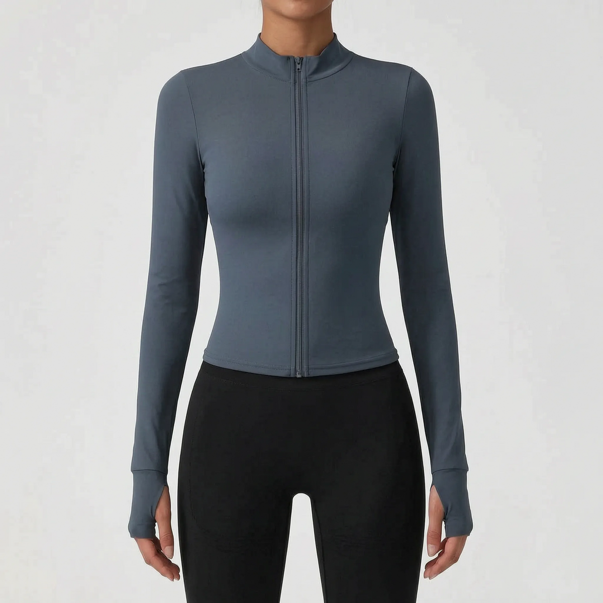 Abigail | Slim Fit Sport Coat with High Neckline and Thumbholes
