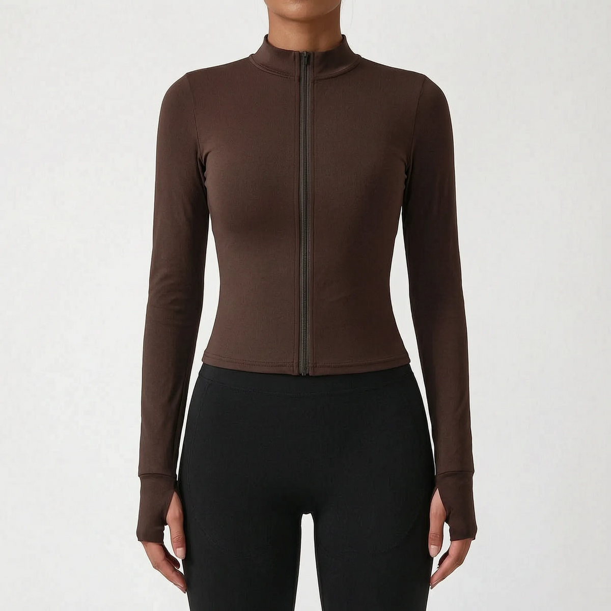 Abigail | Slim Fit Sport Coat with High Neckline and Thumbholes