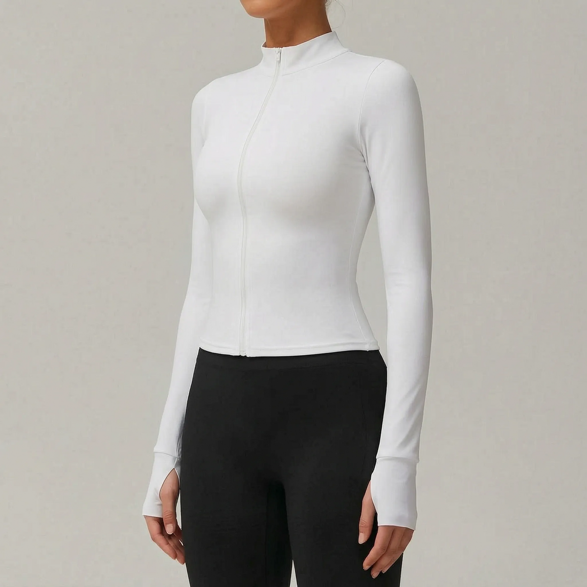 Abigail | Slim Fit Sport Coat with High Neckline and Thumbholes
