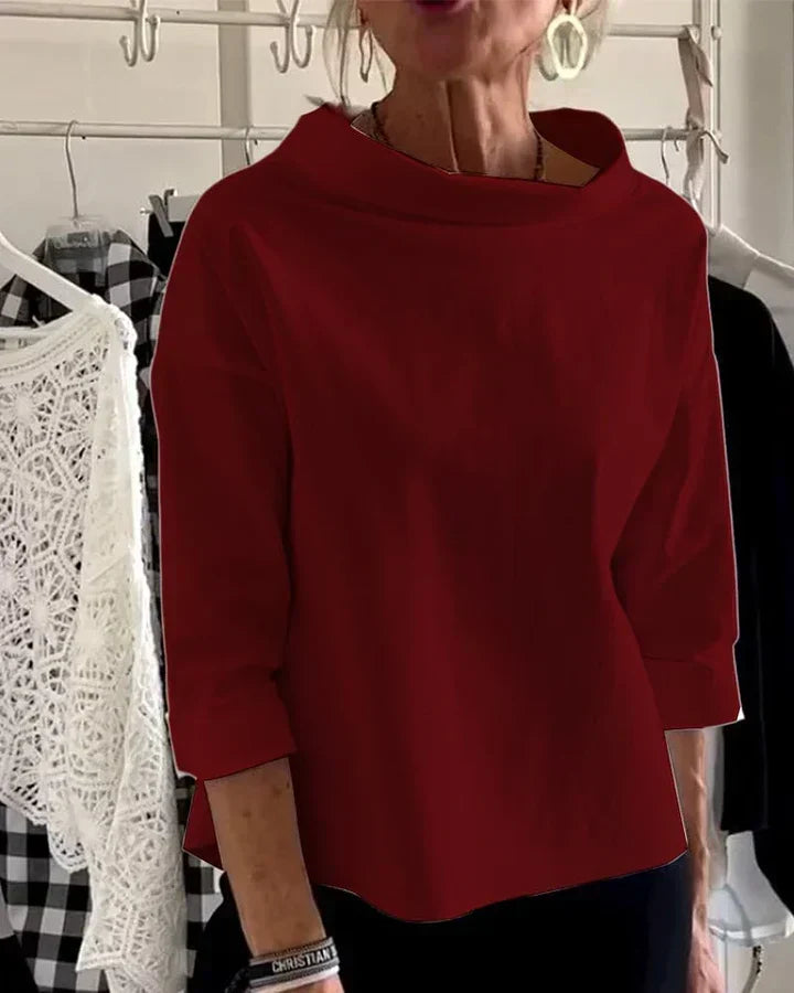 Women's Turtleneck Top with Wide Collar Long Sleeve
