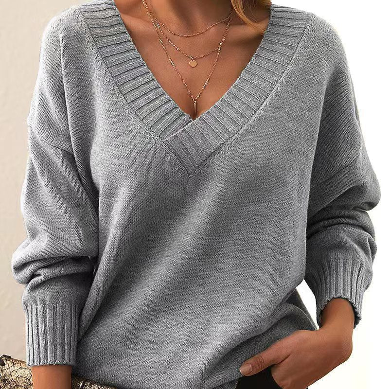 Adelina | Sweater with V-Neck and Ribbed Trim for Women
