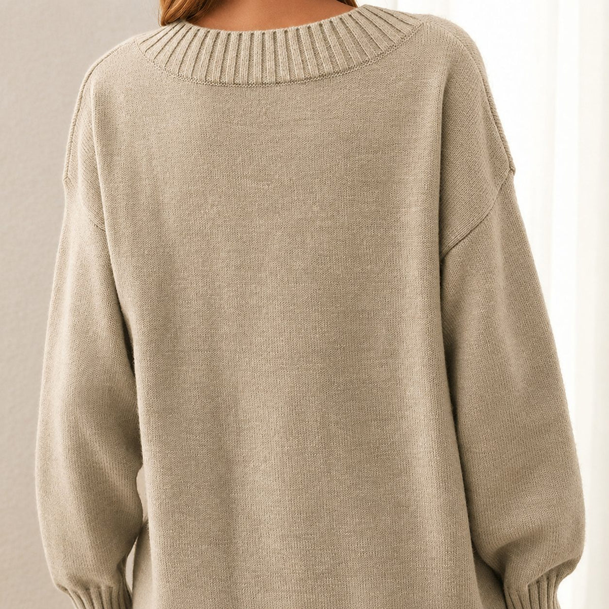 Adelina | Sweater with V-Neck and Ribbed Trim for Women