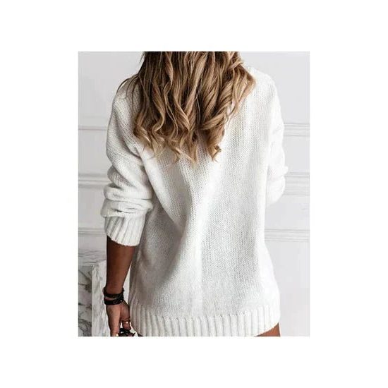 Adelina | Sweater with V-Neck and Ribbed Trim for Women