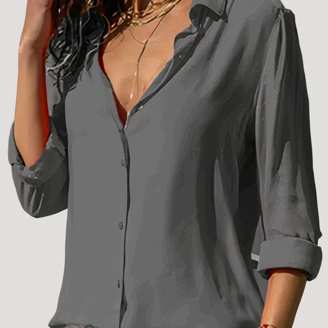 Women's Button Down Blouses with a Structured Collar | Long Sleeve and a Relaxed Everyday Cut | Size S-3XL, 7 Colors