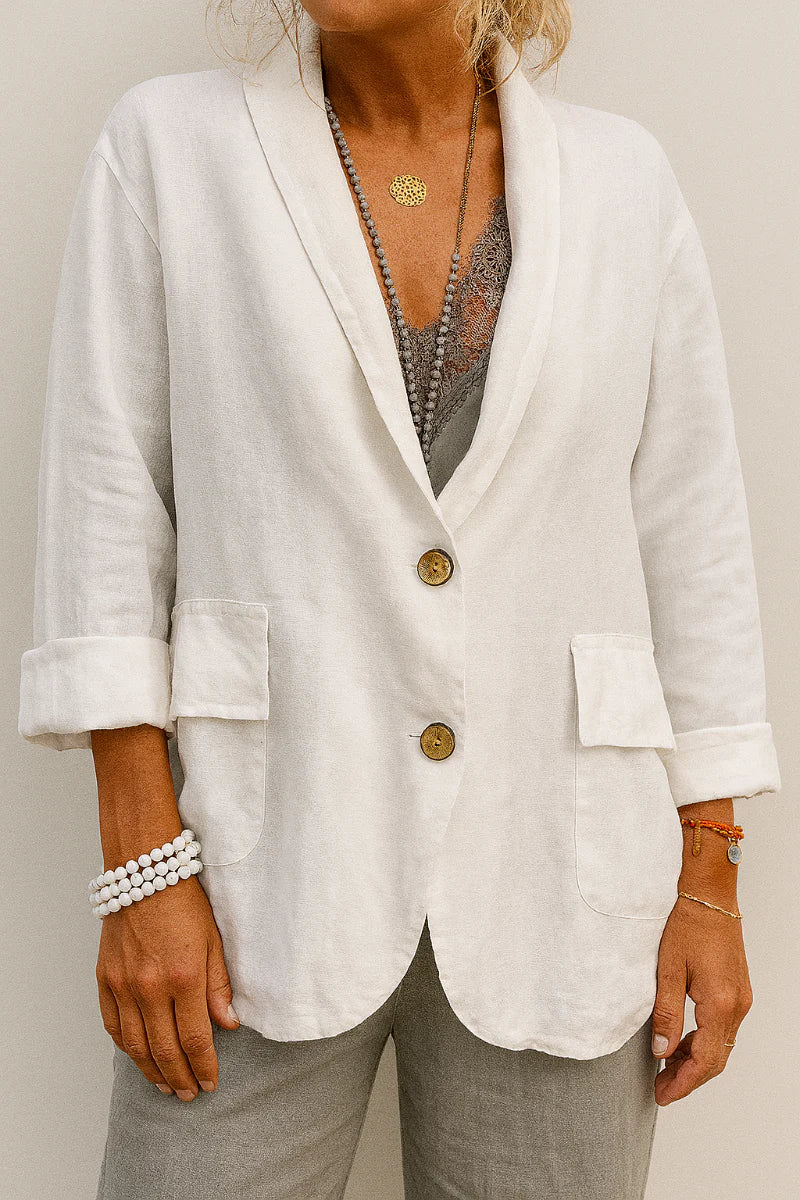 Agatha | Women's Button Up Jacket with Shawl Collar and Patch Pockets