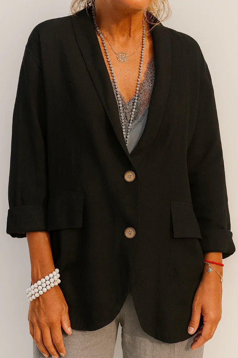 Agatha | Women's Button Up Jacket with Shawl Collar and Patch Pockets