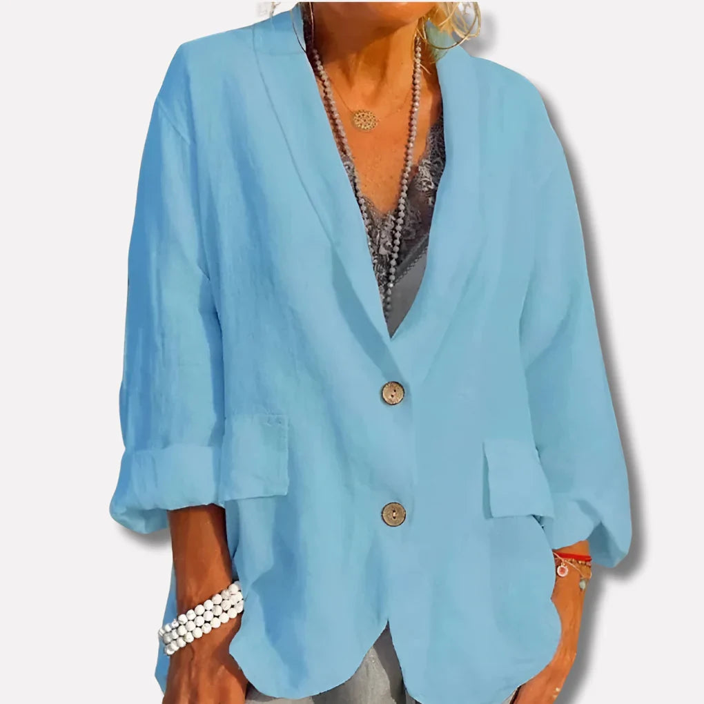 Agatha | Women's Button Up Jacket with Shawl Collar and Patch Pockets