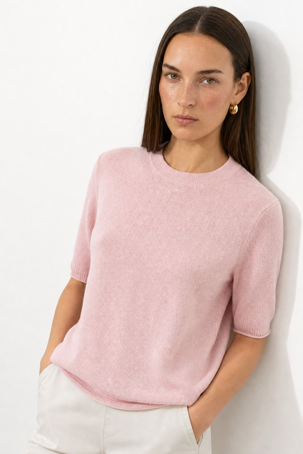 Tullia Seamless Crew Neck Knit Pullover