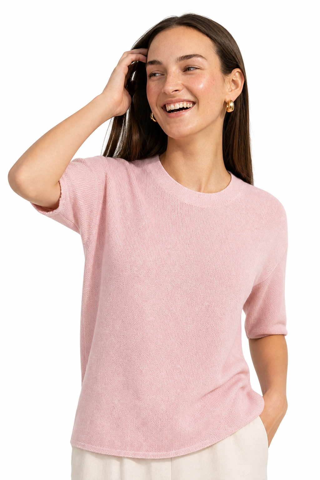 Tullia Seamless Crew Neck Knit Pullover