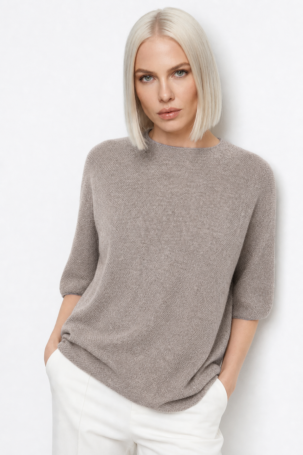 Tullia Seamless Crew Neck Knit Pullover