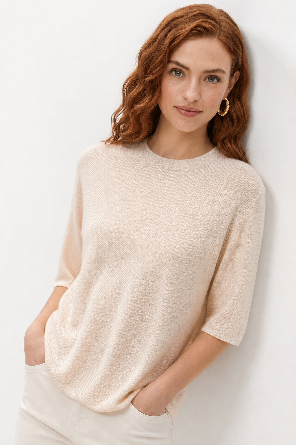 Tullia Seamless Crew Neck Knit Pullover