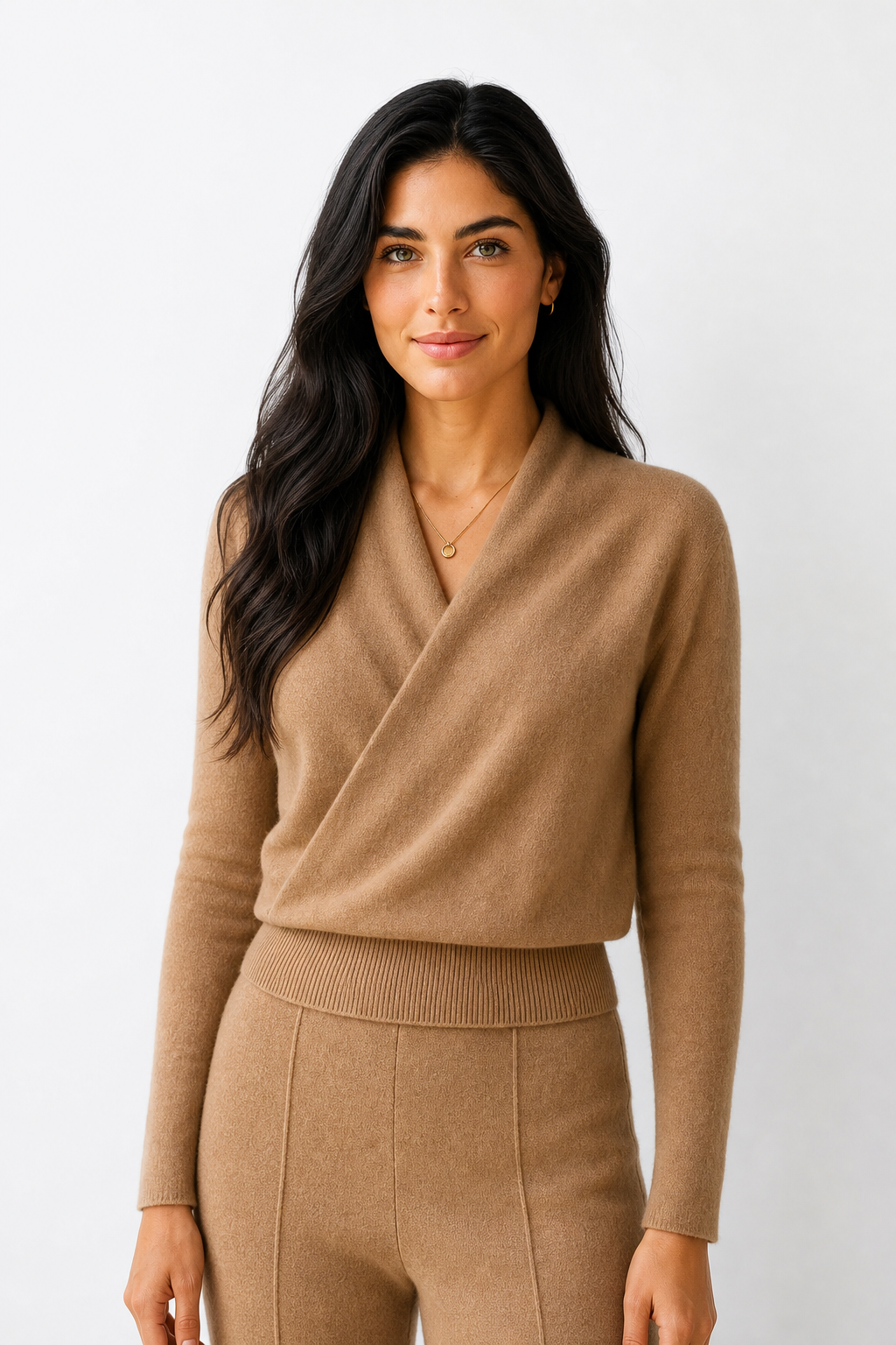 Teresa | Womens Cashmere Sweater with Crossover Collar | Standard Fit, Hand Wash | Pink, Red, Ivory and More XS-XL