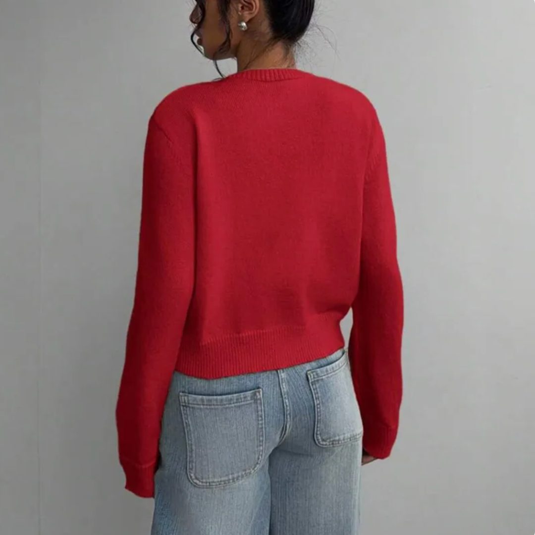 Aila | Ribbed Knit Cropped Cardigan with Button-Up for Women