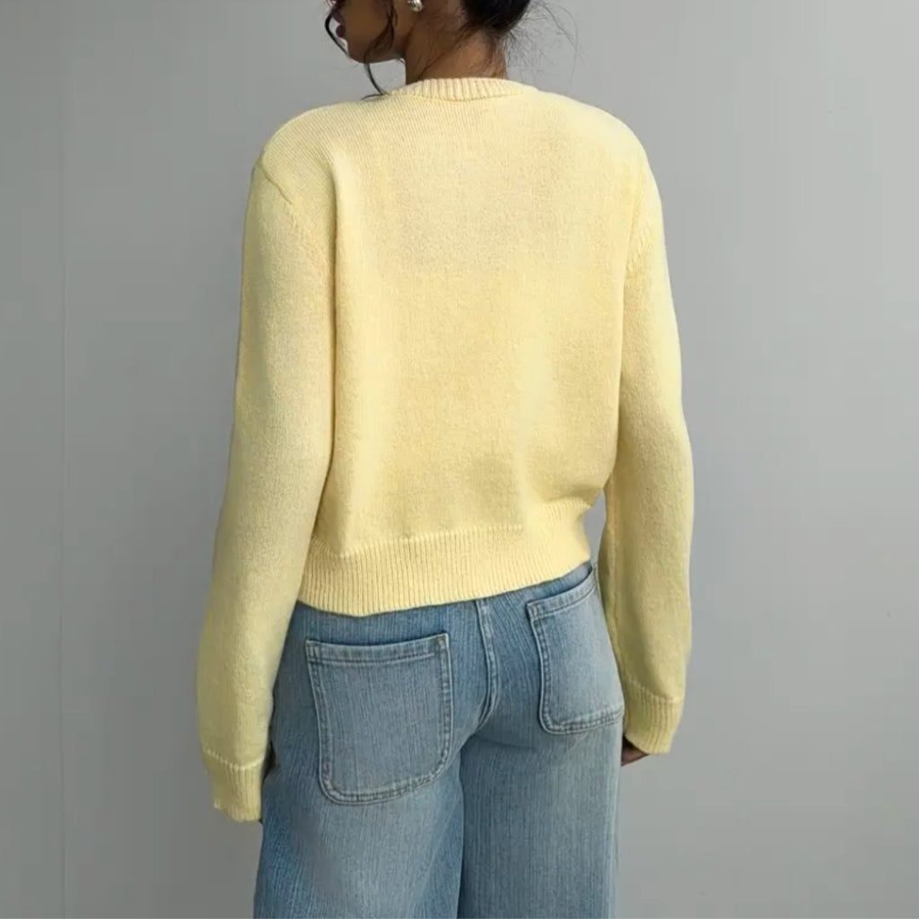 Aila | Ribbed Knit Cropped Cardigan with Button-Up for Women