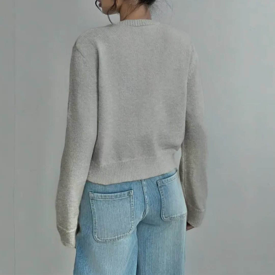 Aila | Ribbed Knit Cropped Cardigan with Button-Up for Women