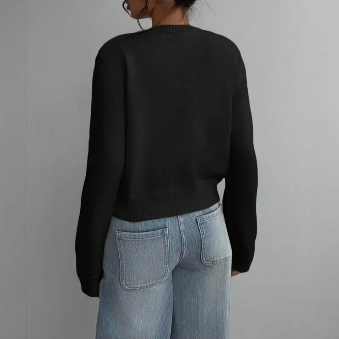 Aila | Ribbed Knit Cropped Cardigan with Button-Up for Women