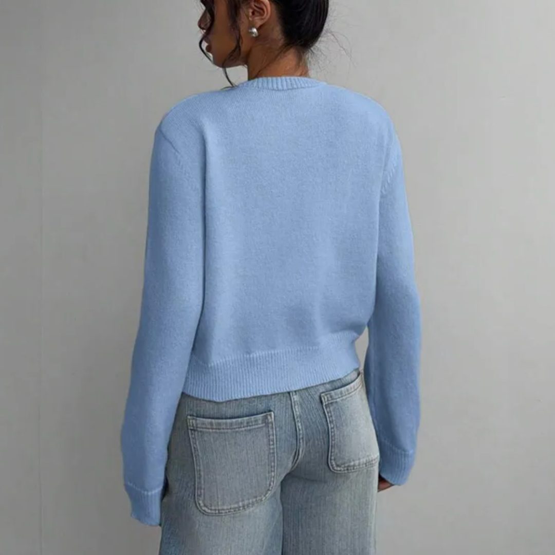 Aila | Ribbed Knit Cropped Cardigan with Button-Up for Women