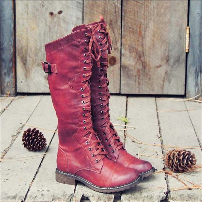 Aina | Leather Lace-Up Tall Boots for Women